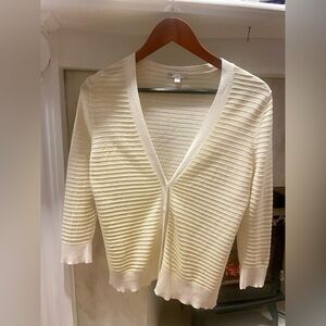 GAP Cream & Yellow Ribbed V-Neck Cardigan